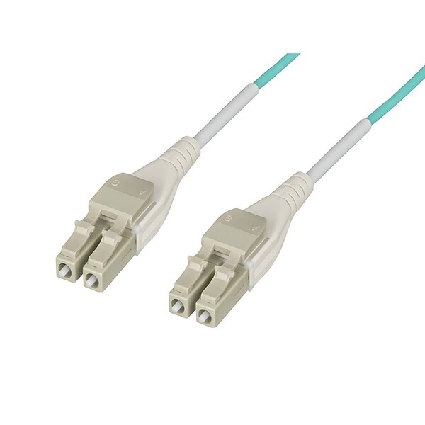 Monoprice OM3 Fiber Optic Cable - Reverse Polarity LC/LC Uniboot  UL  50/125 Type  10GB  Aqua  1m  Corning - 43103