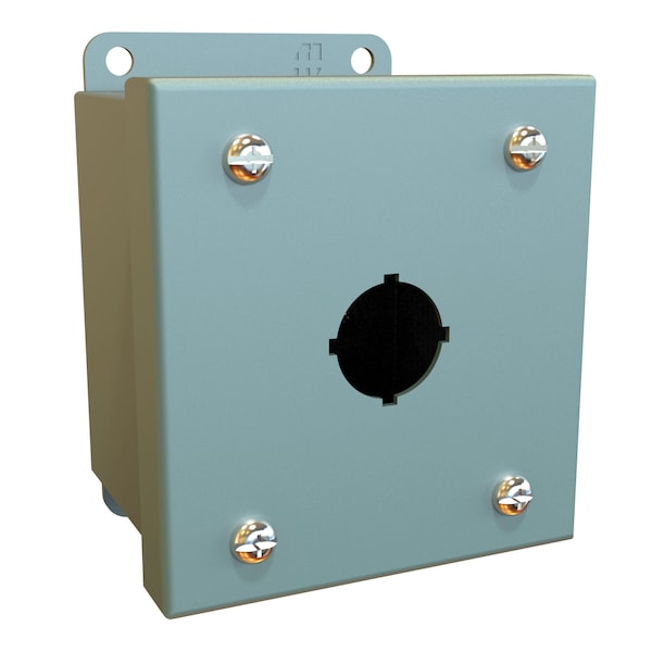 Caja de botón pulsador Hammond, 1 botón x 22.5mm, Acero/Gris - 1435MA