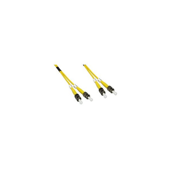 Cable de conexión de fibra óptica Swe-Tech 3C ST/UPC OS2 Duplex 2.0mm, OFNR, Monomodo 9/125, Cubierta amarilla, 2 metros 6.6 pies - FWTSTST-01202