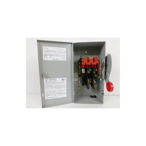 Interruptor de seguridad fusible de una sola posición de servicio pesado Eaton, 30 A, NEMA 1, acero pintado - DH261NGK