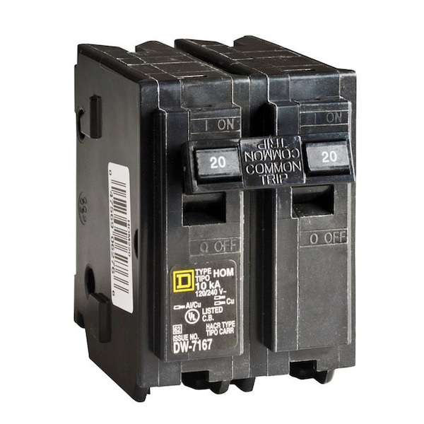 Square D Miniature Circuit Breaker, HOM Series, 20A, 2 Pole, 120/240V AC, 10kA - HOM220CP