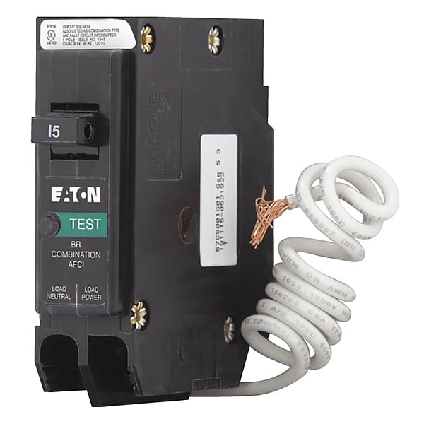 Eaton Circuit Breaker, BR Series, 15A, 1 Pole, 120V AC, 10kA - BRN115AF