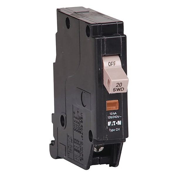 Eaton Circuit Breaker, CH Series, 20A, 1 Pole, 120/240V AC, 10kA - CHF120