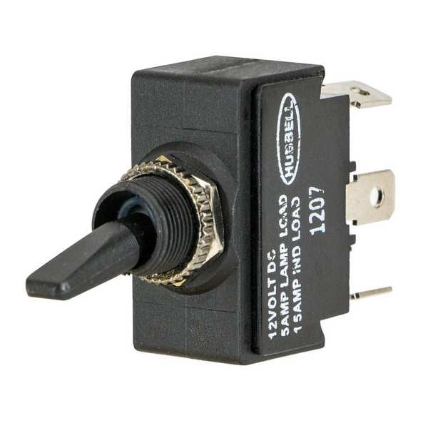 Interruptor basculante marino Hubbell Wiring Device-Kellems, DPDT, 6 conexiones, Encendido/Apagado/Encendido, 15A @ 12VDC - M223JSP.