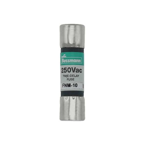 Eaton Bussmann Midget Fuse, FNM Series, Time-Delay, 10A, 250V AC, Non-Indicating, 10kA at 125V AC, 200A at 250V AC - FNM-10