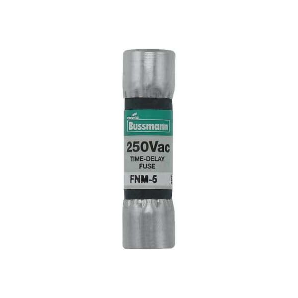 Eaton Bussmann Midget Fuse, FNM Series, Time-Delay, 5A, 250V AC, Non-Indicating, 10kA at 125V AC, 200A at 250V AC - FNM-5