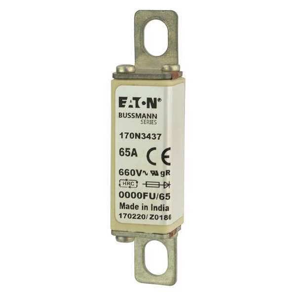 Eaton Bussmann Semiconductor Fuse, 170N Series, 65A, Fast-Acting, 660V AC, Bolt-On - 170N3437