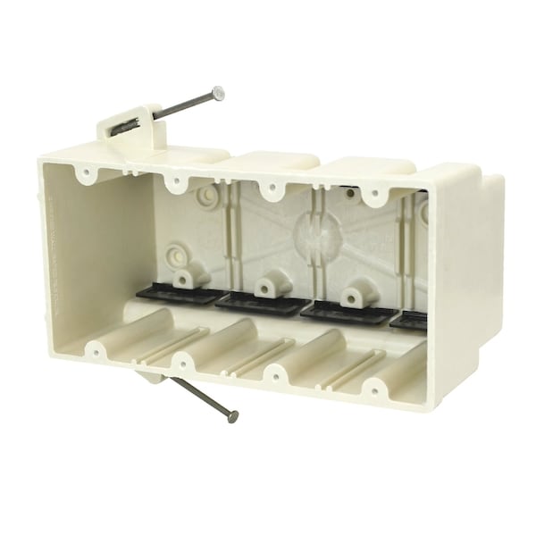Allied Moulded Products Electrical Box, 75 cu in, Wall Box Type, 4 Gangs, Fiberglass, Rectangular Shape - 4304-NK