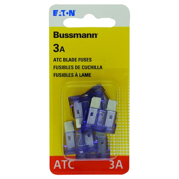 Eaton Bussmann Automotive Fuse, ATC Series, 3A, 32V DC, Non-Indicating, 5 PK - BP/ATC-3-RP