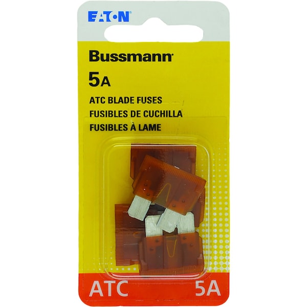 Eaton Bussmann Automotive Fuse, ATC Series, 5A, 32V DC, Non-Indicating, 5 PK - BP/ATC-5-RP