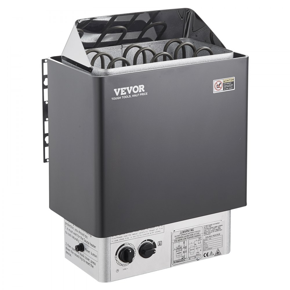 VEVOR Sauna Heater, 4.5KW 220V Electric Sauna Stove, Steam Bath Sauna Heater with Built-In Controls, 3h Timer and Adjustable Temp for Max. 105-210 Cubic Feet, Home Hotel Spa Shower Use, FCC Certification - DSSNLNK45KW6TK4Z8V4