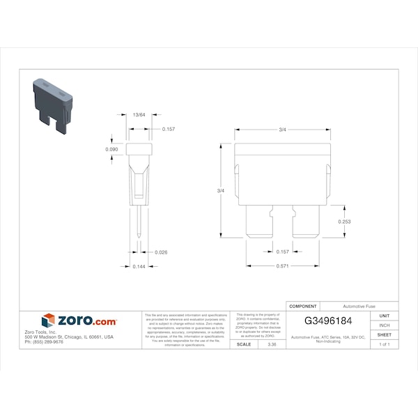 Eaton Bussmann Automotive Fuse, ATC Series, 10A, 32V DC, Non-Indicating - ATC-10