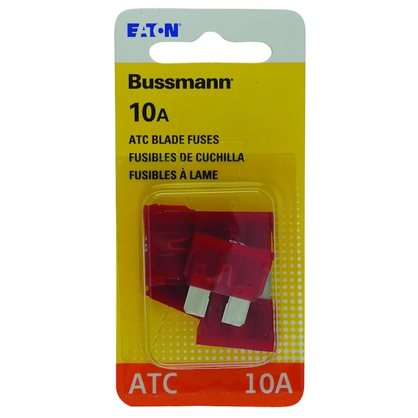 Eaton Bussmann Automotive Fuse, ATC Series, 10A, 32V DC, Non-Indicating, 5 PK - BP/ATC-10-RP