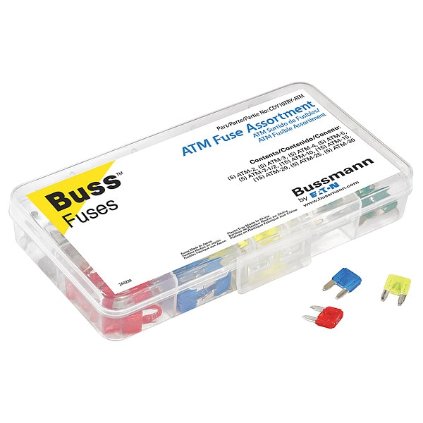 Eaton Bussmann Automotive Fuse Kit, ATM Series, 80 Fuses Included, 2 to 30A, Not Rated - CDY10TRY-ATM
