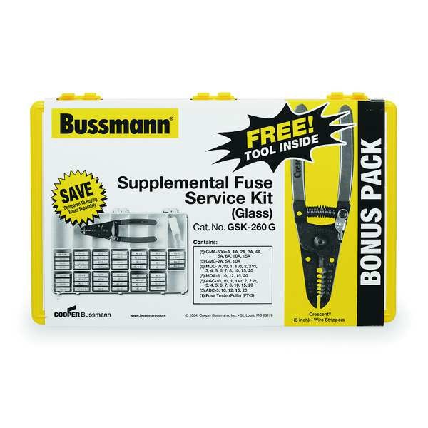 Eaton Bussmann Glass Fuse Kit, ABC, AGC, GMA, GMC, MDA, MDL Series, 260 Fuses Included, No Fuse Class Class - GSK-260