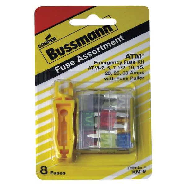 Eaton Bussmann Automotive Fuse Kit, ATM Series, 8 Fuses Included, No Fuse Class Class, 10 to 30A, Not Rated - BP/ATM-AH8-RPP