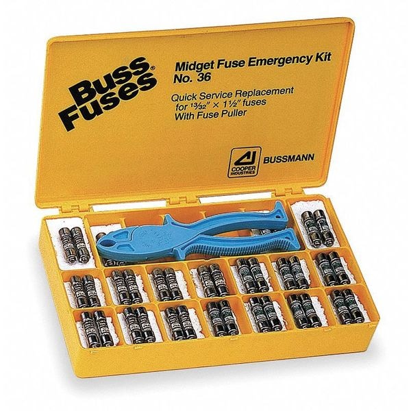 Eaton Bussmann Midget Fuse Kit, FNQ, FNQ-R, KTK-R Series, 36 Fuses Included, CC Class, 1/2 to 30A - NO.36