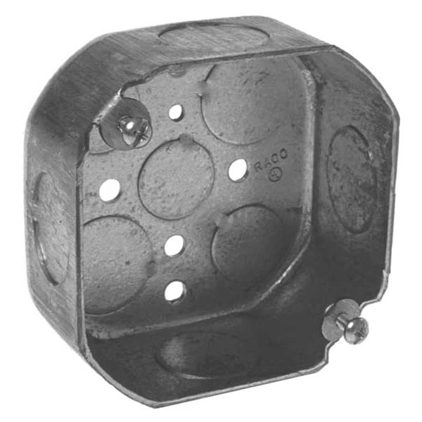 Raco Electrical Box, 15.5 cu in, Octagon Box Type, 1 Gang, Galvanized Steel, Octagon Shape - 126
