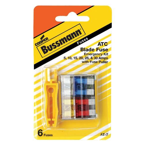Eaton Bussmann Automotive Fuse Kit, ATC Series, 8 Fuses Included, No Fuse Class Class, 10 to 40A, Not Rated - BP/ATC-AH8-RPP