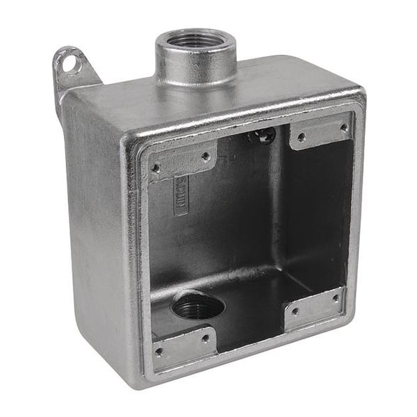 Calbrite Weatherproof Electrical Box, 45 cu in, FDCD Box Type, 2 Gangs, Stainless Steel - S61000FDCD