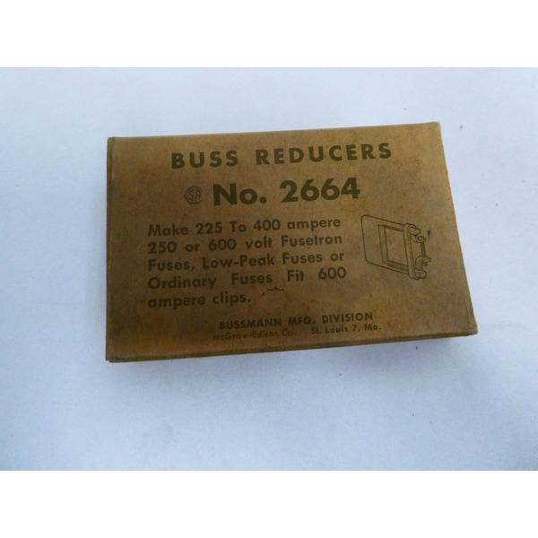 Eaton Bussmann Fuse Reducer, H, K Fuse Class, 600A Max. Amps, 600V AC Max. Volts, 0 to 600A Amp Range - 2664