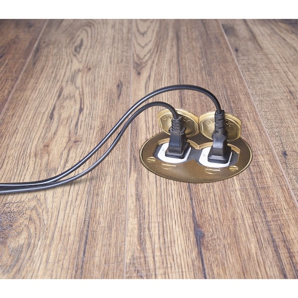 Raco Electrical Box, 18.5 cu in, Floor Box Type, 1 Gang, Brass, Round Shape - 6224