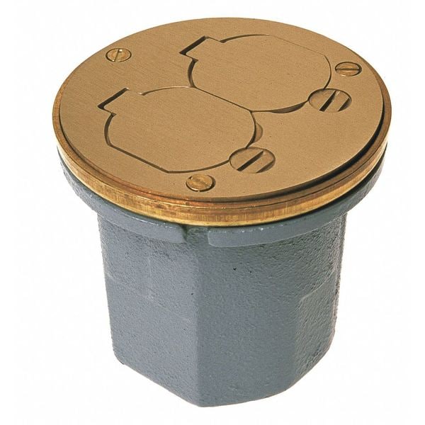 Raco Electrical Box, 18.5 cu in, Floor Box Type, 1 Gang, Brass, Round Shape - 6224