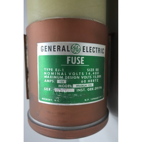 Ge SIZE EE 125A AMP 14.4KV-AC MEDIUM VOLTAGE FUSE - EJ-1 9F60KLH125