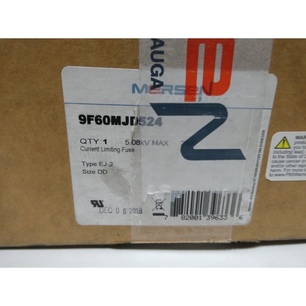 Mersen Cartridge Fuse, MJD Series, 5080V AC, Cylindrical - 9F60MJD524