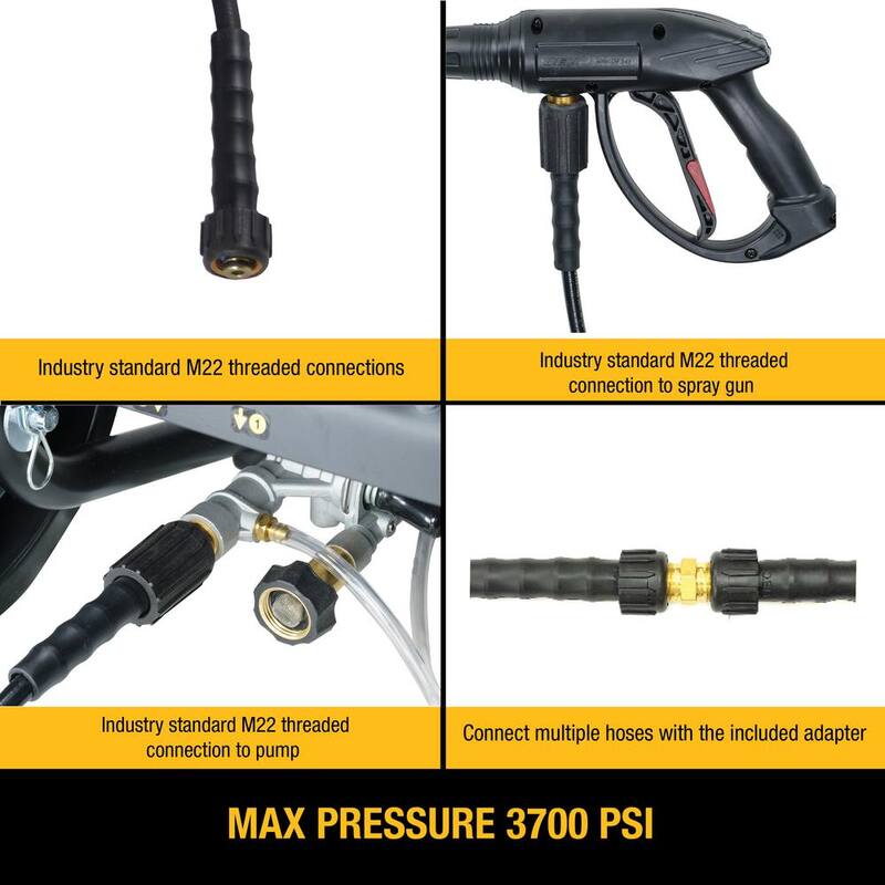 DEWALT 5/16 in. x 40 ft Replacement/Extension Hose for Cold Water 3700 PSI Pressure Washers, Includes M22 Adapter - DXPA25PH