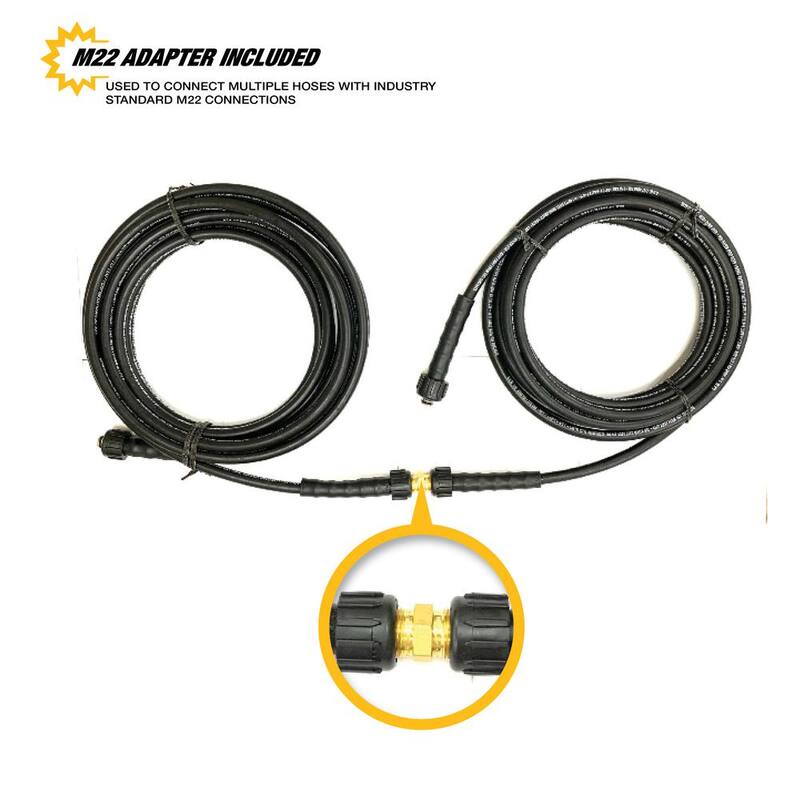 DEWALT 5/16 in. x 40 ft Replacement/Extension Hose for Cold Water 3700 PSI Pressure Washers, Includes M22 Adapter - DXPA25PH