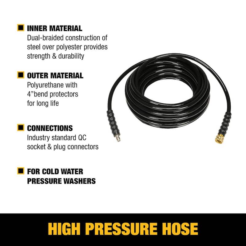 DEWALT 3/8 in. x 50 ft Replacement/Extension Hose for Cold Water 5000 PSI Pressure Washers - DXPA50PH