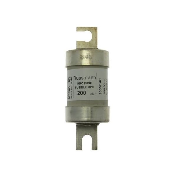 Eaton Bussmann Ceramic Fuse, M14 Series, Time-Delay, 200A, 600V AC, 200kA at 250V DC, 200kA at 600V AC - 200M14C