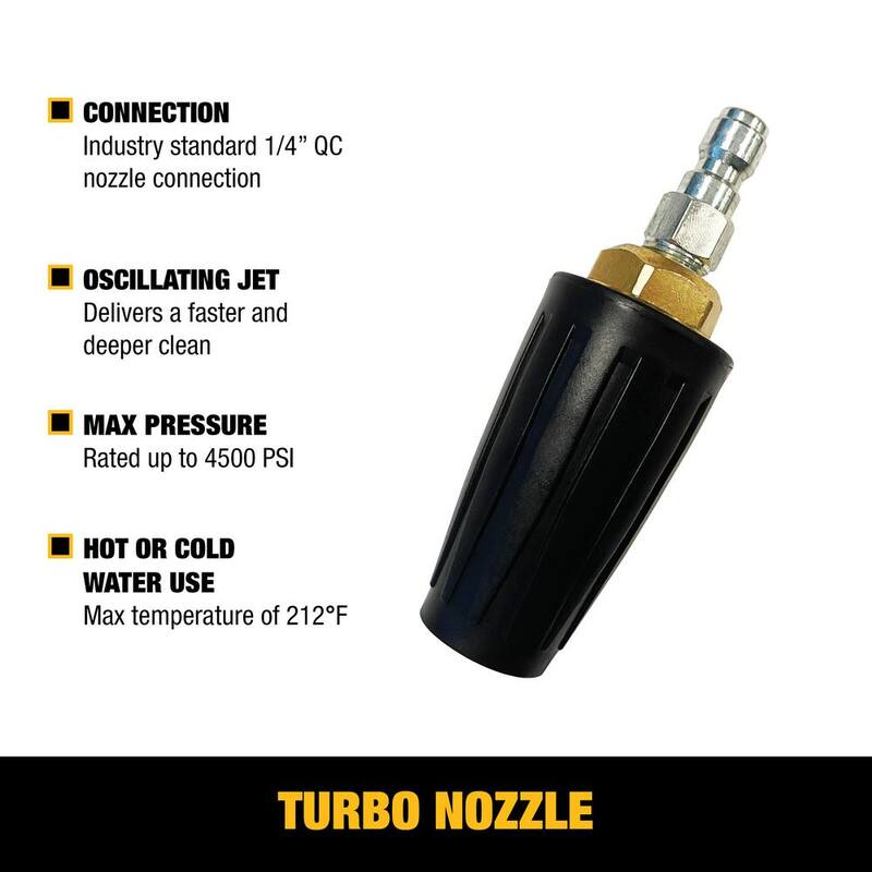 DEWALT Universal Turbo Nozzle with QC Connections for Hot/Cold Water 4500 PSI Pressure Washers - DXPA45TN