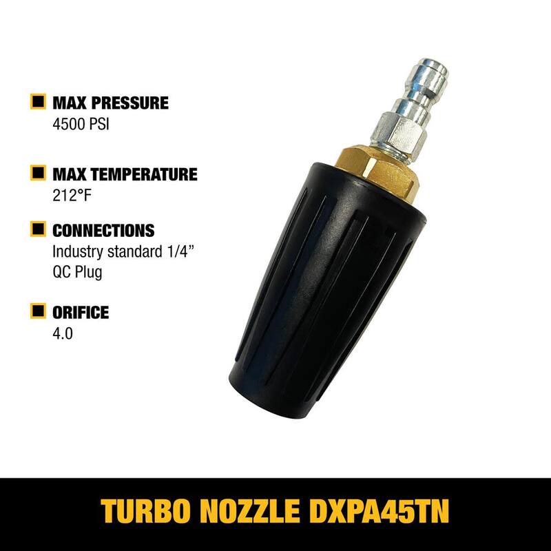 DEWALT Universal Turbo Nozzle with QC Connections for Hot/Cold Water 4500 PSI Pressure Washers - DXPA45TN