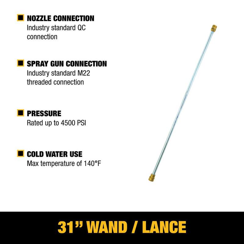 DEWALT Universal 31 in. Pressure Washer Extension Spray Wand for Cold Water 4500 PSI Pressure Washers - DXPA31SW