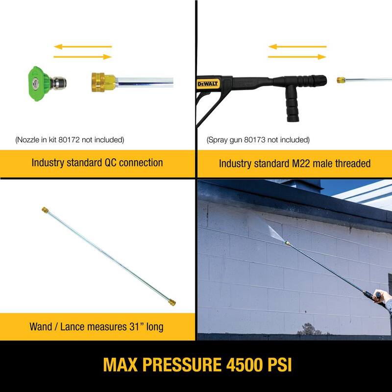 DEWALT Universal 31 in. Pressure Washer Extension Spray Wand for Cold Water 4500 PSI Pressure Washers - DXPA31SW