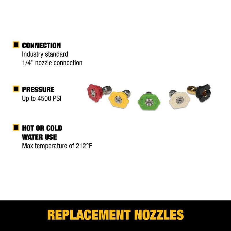 DEWALT Replacement Spray Nozzles with 1/4 in. QC Connections for Hot/Cold Water 4500 PSI Pressure Washers - DXPA45ST