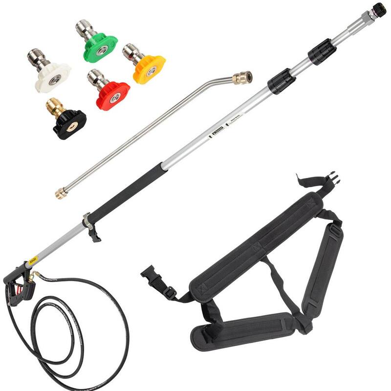 VEVOR Telescoping Pressure Washer Wand 4000 PSI 8-18 ft Extendable Power Cleaning Tools with Strap Belt and 5 Nozzle Tips - QDXDJ5.5MQXSQ0001V0