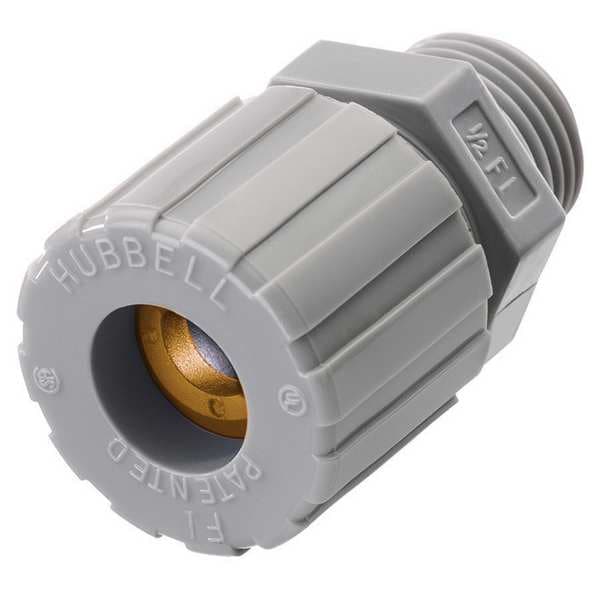 Hubbell Wiring Device-Kellems Cord Connector, 3/8 in., Straight, Gray - SHC1008CR