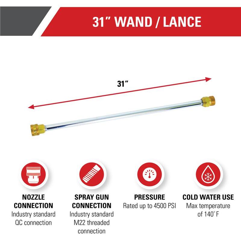 SIMPSON Universal 31 in. Pressure Washer Extension Spray Wand for Cold Water 4500 PSI Pressure Washers - 80479
