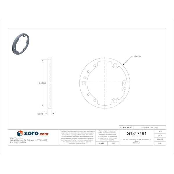 Steel City Floor Box Ring, 1 Gang, Aluminum - 68PFLAL