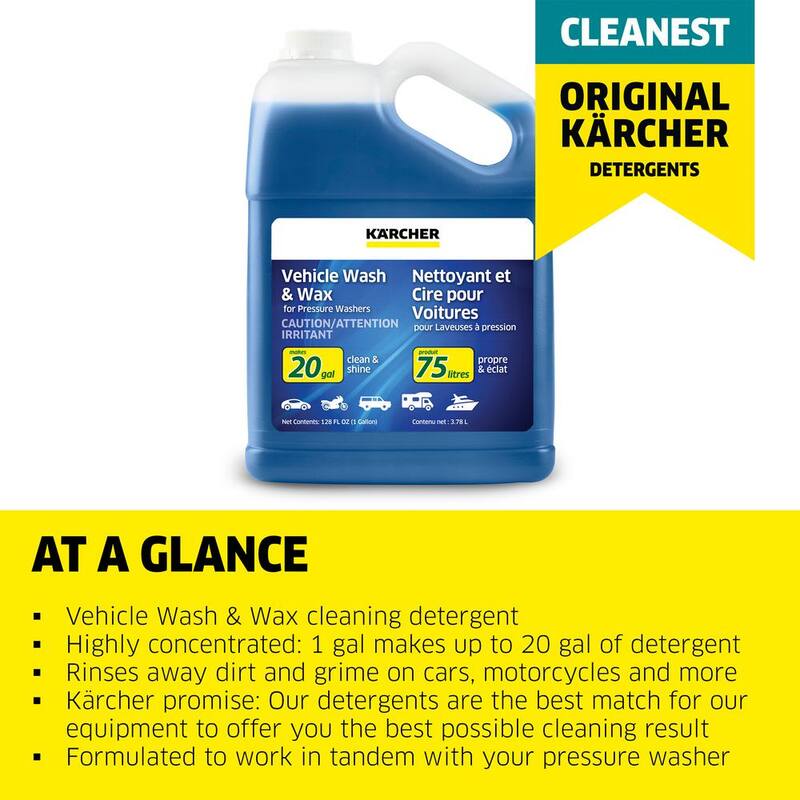 Karcher 1 Gal. Car Wash & Wax Pressure Washer Cleaning Detergent Soap Concentrate - 9.558-146.0