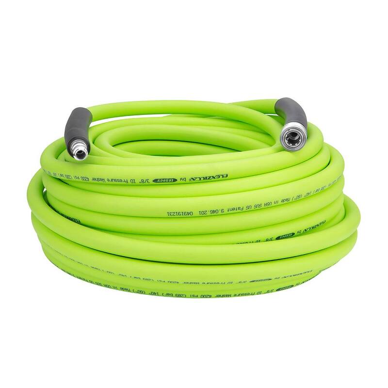 Flexzilla 3/8 in. x 100 ft. 4200 PSI Pressure Washer Hose with Quick-Connect Fittings - HFZPW426100Q
