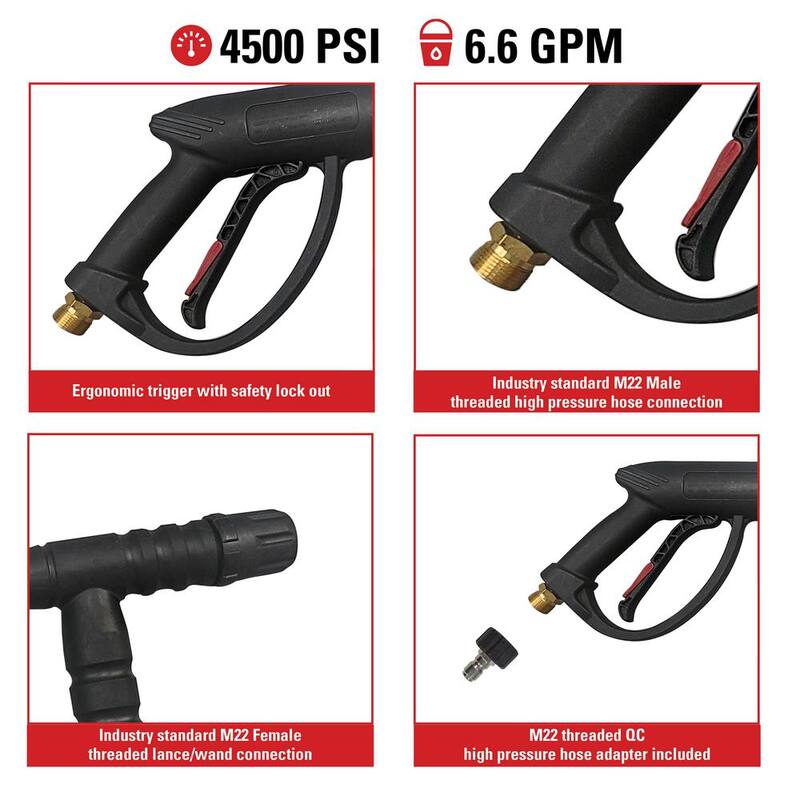 SIMPSON Spray Gun with Side Assist Handle, M22 Connections for Cold Water 4500 PSI Pressure Washer, Includes QC Adapter - 80148
