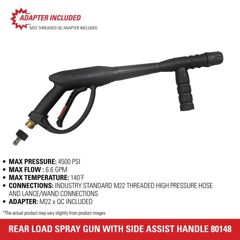 SIMPSON Spray Gun with Side Assist Handle, M22 Connections for Cold Water 4500 PSI Pressure Washer, Includes QC Adapter - 80148