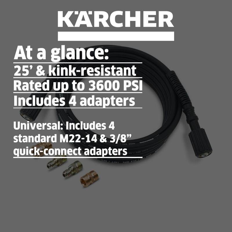 Karcher 25 ft. 3600 PSI Universal Replacement/Extension Hose for Pressure Washers - Quick-Connect/M22 - 8.756-105.0