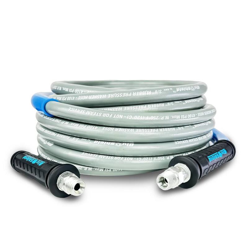 BLU SHIELD 3/8 in. x 100 ft. 4100 PSI Rubber Pressure Washer Hose, Non-Marking for Hot/Cold Water - PW38100-NM