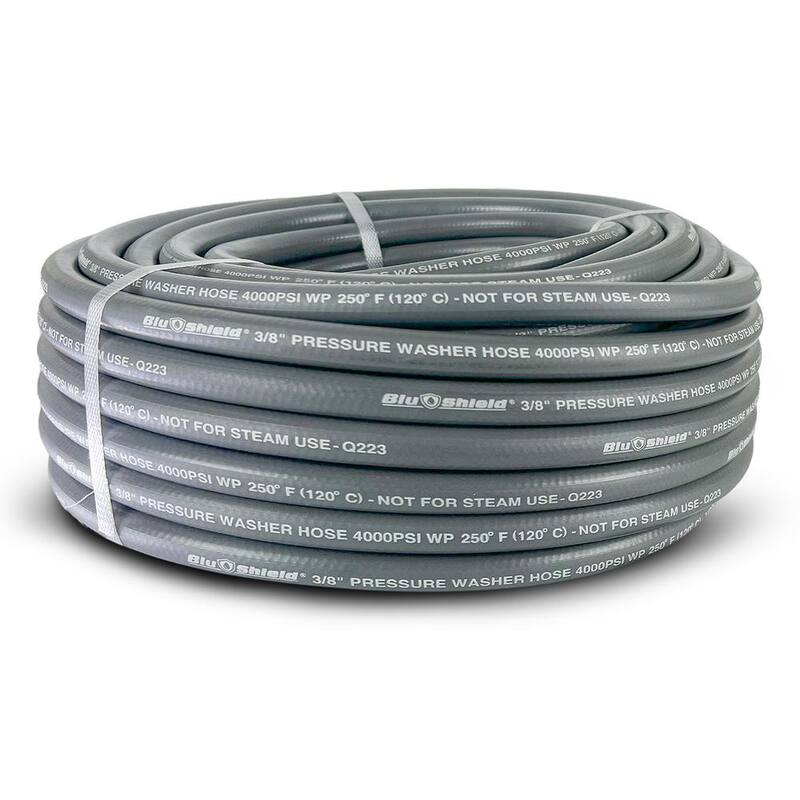 BLU SHIELD 3/8 in. x 100 ft. 4000 PSI Rubber Pressure Washer Hose, Non-Marking - PWSW38100
