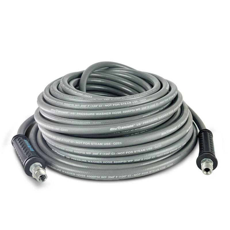 BLU SHIELD 3/8 in. x 100 ft. 4000 PSI Rubber Pressure Washer Hose, Non-Marking - PWSW38100